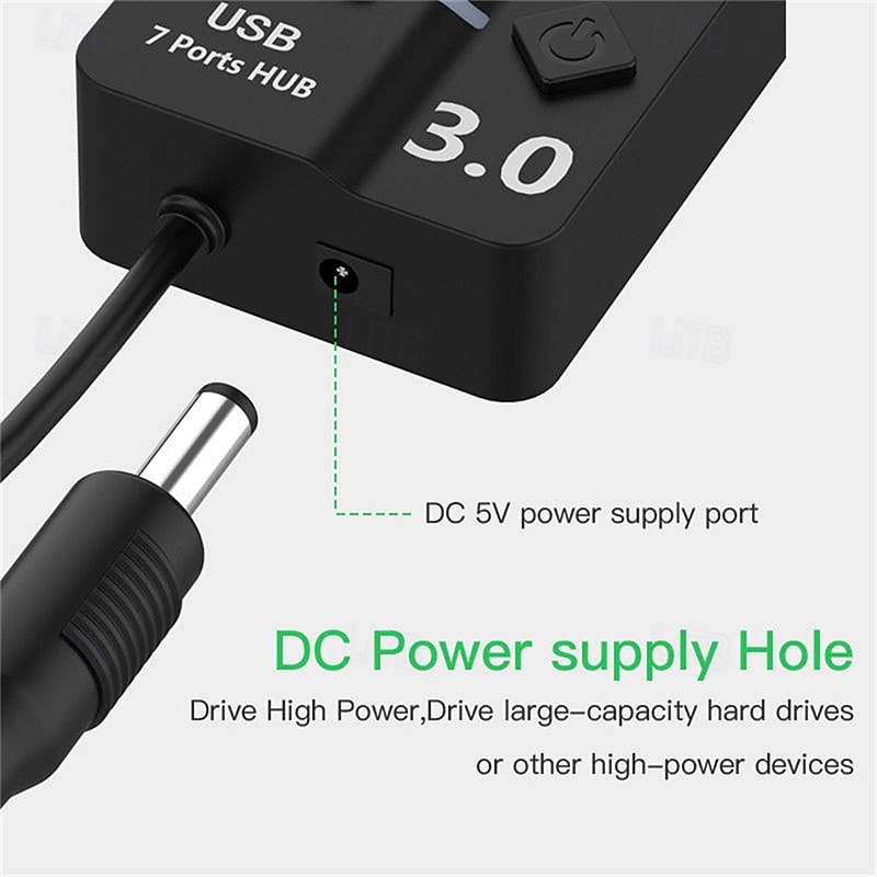 USB 3.0 Hubs 7 Ports 7-in-1 USB Hub with USB3.0*7 5V / 2A Power Delivery For Laptop 2025 - $19.99 –P3