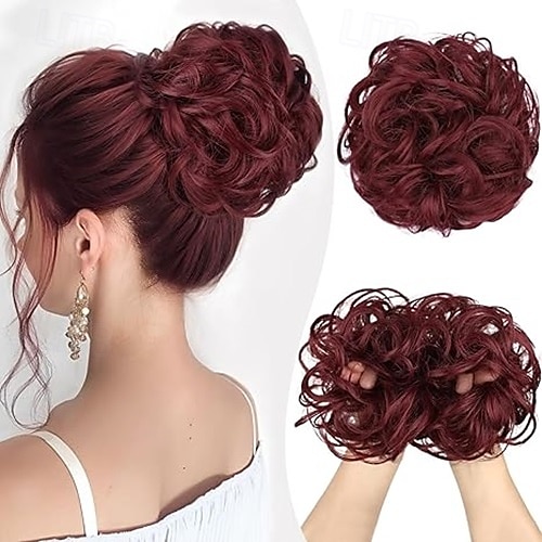 chignons Chignon A Clipser Cheveux Synthétiques Pièce de cheveux Extension des cheveux Bouclé Soirée du quotidien Usage quotidien Rouge Bordeaux Marron Grise de 2025 ? $7.99 –P2