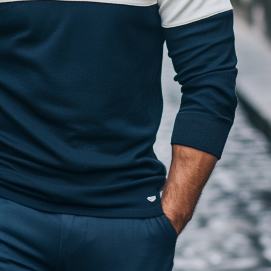 Miesten Väripalikka Raita Rugby poolopaidat Pitkähihainen Poolopaidat Kauluskäänne Classic Muoti 3D-kuvio Moderni liiketoiminta Kausaliteetti Raita Syksy Talvi Laivaston sininen 2026 - $29.99 –P3