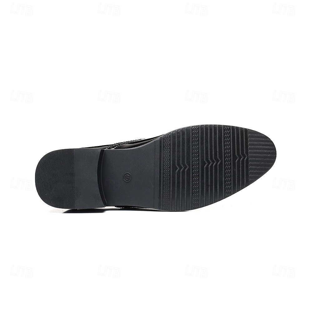 pánské černé lakované střapcové mokasíny – elegantní společenské boty s brogue detaily 2025 - $34.99 –P8
