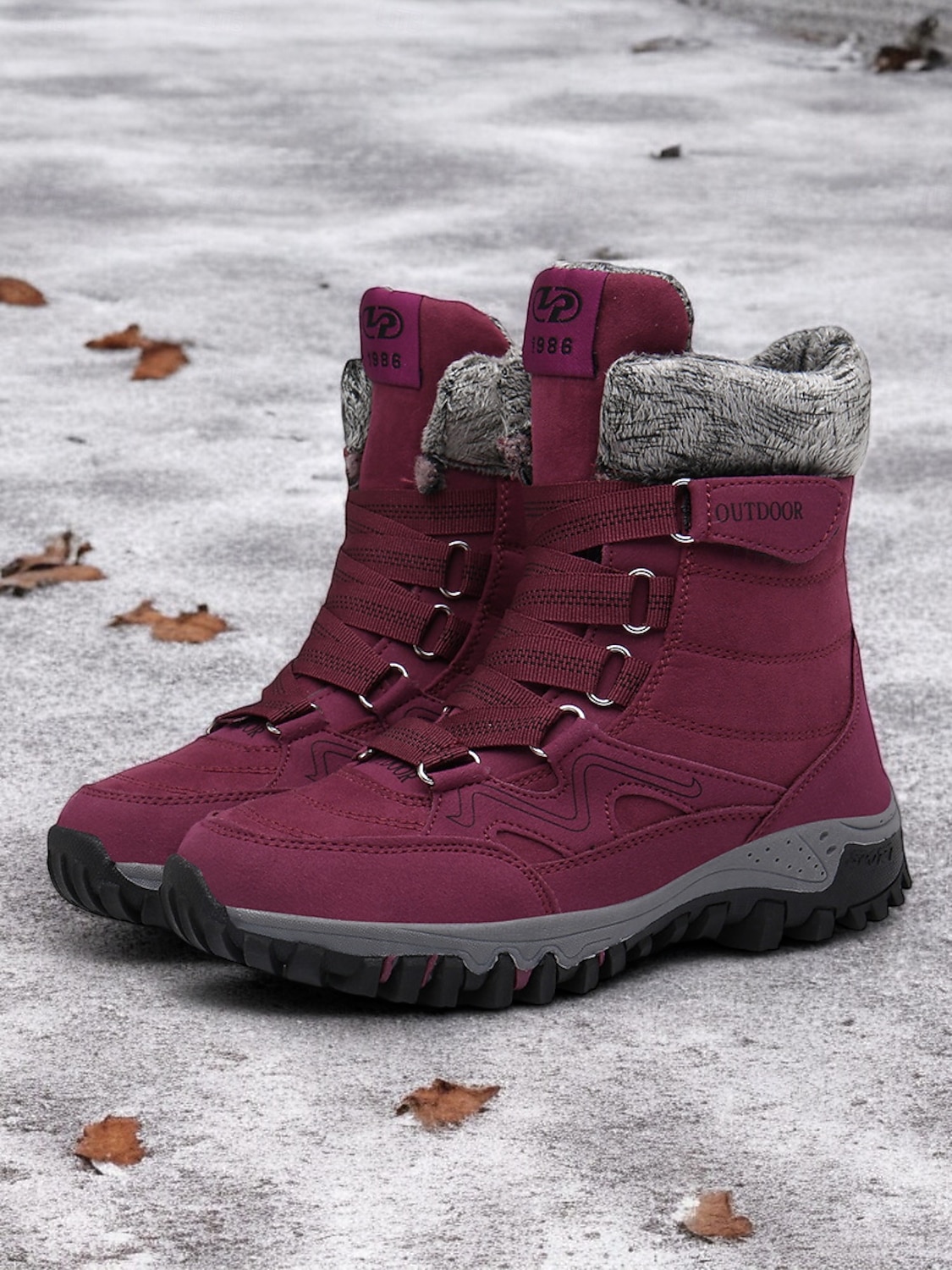 botas de caminhada de inverno femininas à prova d'água - botas de neve com cadarço e isolamento com gola de pele sintética para aventuras ao ar livre de 2025 por $59.99 –P4