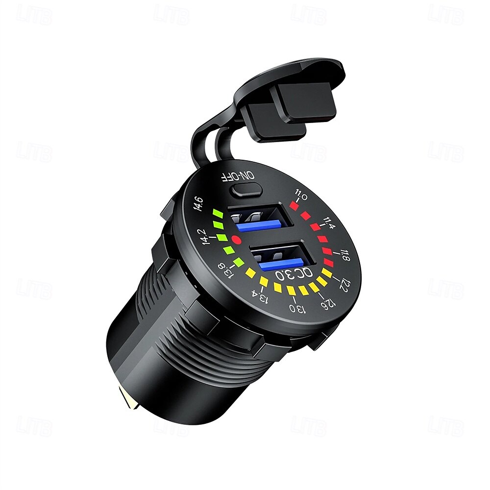 12-24 V Dual-USB-Autoladebuchse mit buntem Digitalvoltmeter QC 3.0 Schnellladefunktion für Busse, Anhänger und Boote 2025 - $35.99 –P7