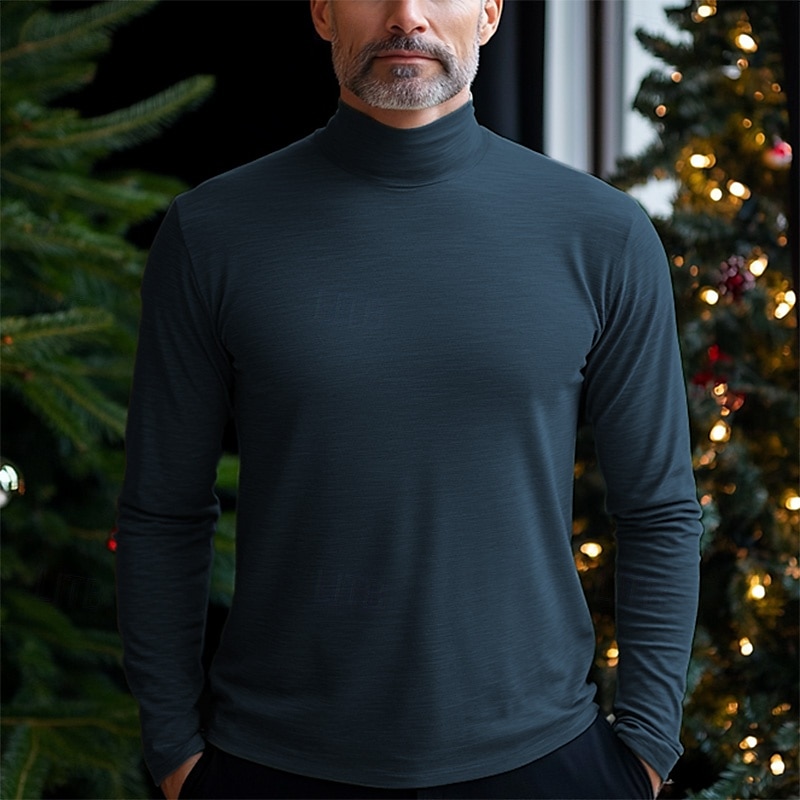 Herre T skjorte Turtleneck skjorte Langermet skjorte Langermet Rullekrage Vår & Vinter عادي Mote Designer Fritid Klassisk Gate Sport Ferie Lyseblå Marineblå Svart Topp T-skjorte for menn 2025 - $15.49 –P5