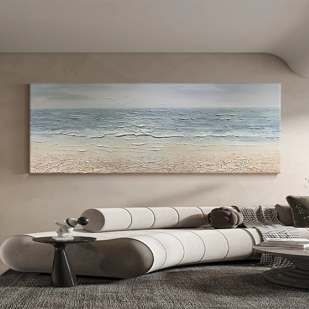 stor 3d vågmålning handgjord blå ocean oljemålning på duk akryl marinmålning väggkonst klappkniv våg havsmålning modern strandmålning för vardagsrum. kustväggdekor 2025 - $75.99 –P3
