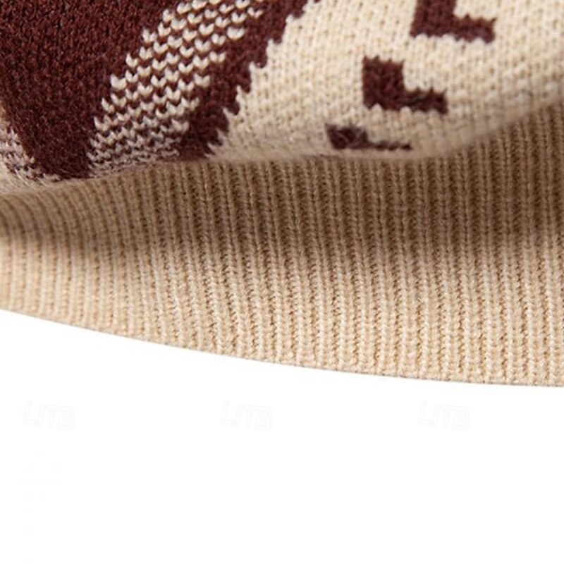 Herren Pullover Strickpullover Gerippt Stricken Standard Strick Raute Kargen Modisch Basic Freizeitskleidung Verabredung Bekleidung Herbst Winter Schwarz Rote S M L 2025 - $39.99 –P15