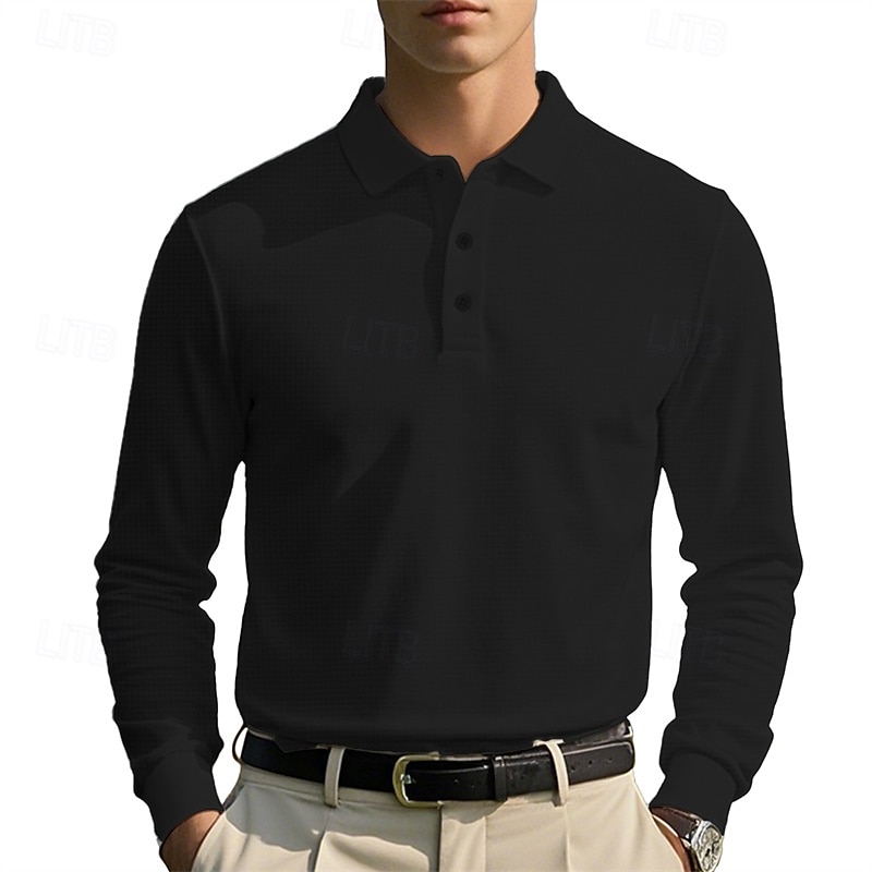 Men's Corduroy Shirt Golf Shirt Work Casual Lapel Long Sleeve Basic Modern Solid Color Buttons Spring &  Fall Regular Fit Wine Black White Yellow Sky Blue Light Grey Corduroy Shirt 2025 - $18.99 –P10
