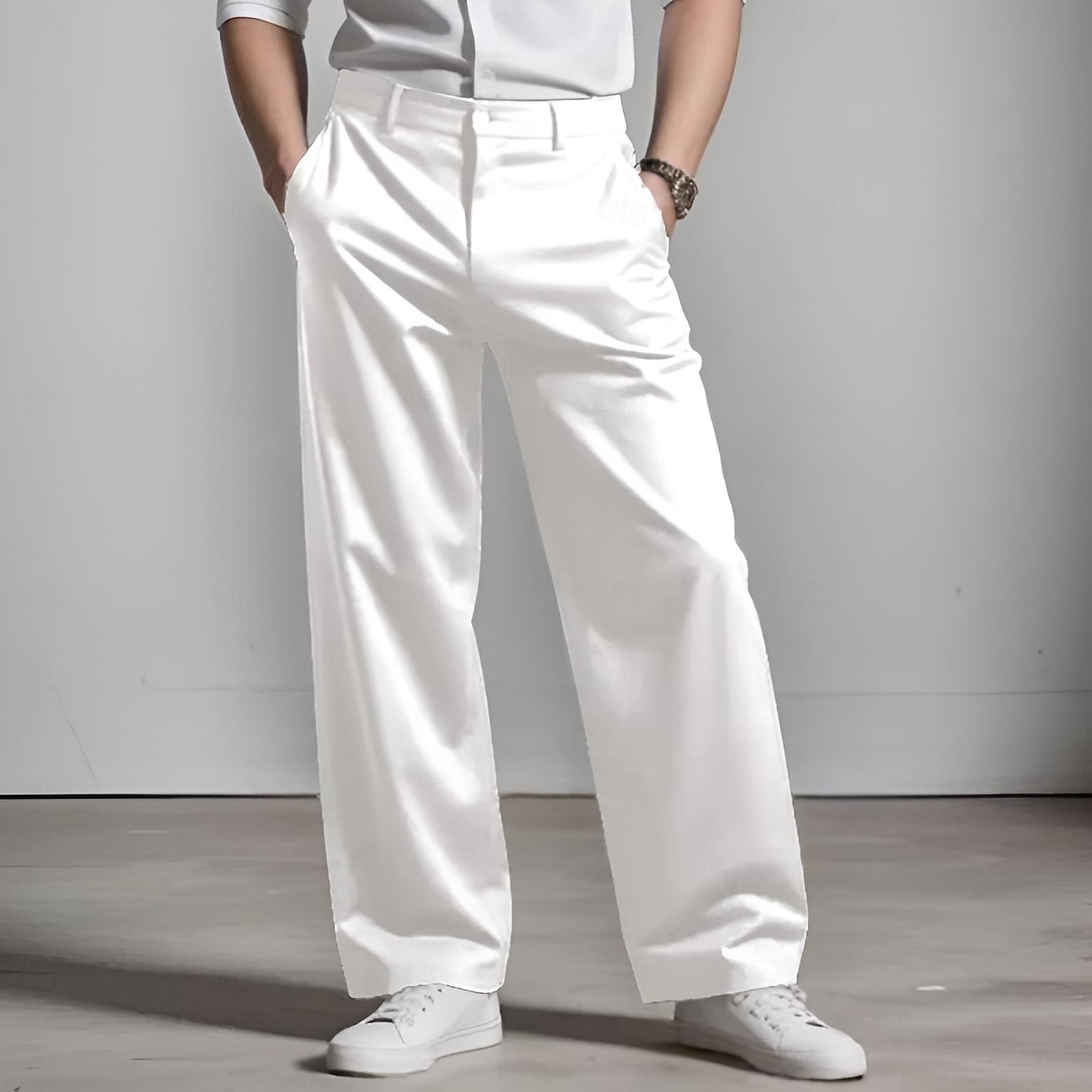 Men's Trousers Dress Pants Baggy Pants Suit Pants Pocket Straight Leg Plain Comfort Soft Full Length Daily Business Formal Fashion Streetwear Black White 2026 - $29.99 –P5