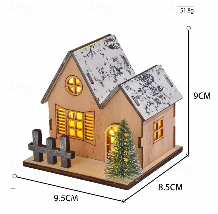Christmas Wooden House Ornament Light, LED Desktop Decoration Christmas Holiday Table Decorations 2025 - CAD $8.99 –P1
