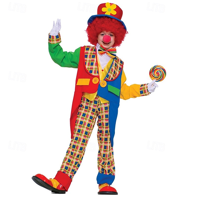 cirkus Žolík Klaun Karnevalový kostým Úbory Cosplay Paruky Kostým Dětské Chlapecké Dívčí cosplay Legrační kostým Výkon Párty předvečer Všech svatých Karneval Mardi Gras Jednoduchý karnevalový kostým 2025 - $50.99 –P1