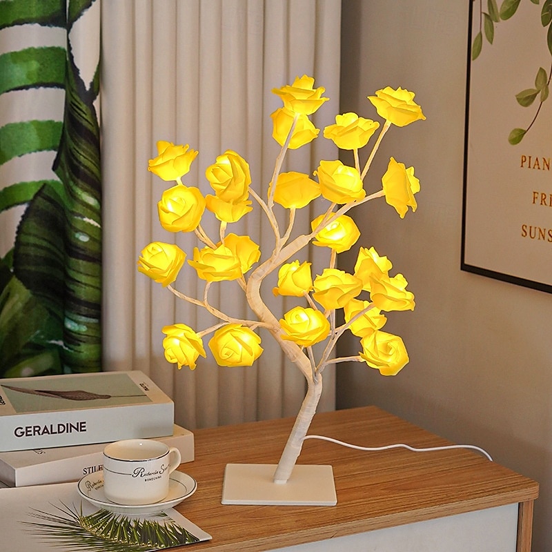 led rosetre lampe valentinsdag skrivebordslampe bryllup bursdagsfest hjemme soverom nattlys usb-drevet avtakbar valentinsdag dekorasjon nattlys 2025 - $21.99 –P4