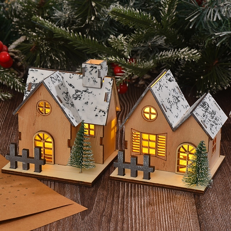Christmas Wooden House Ornament Light, LED Desktop Decoration Christmas Holiday Table Decorations 2025 - CAD $8.99 –P14