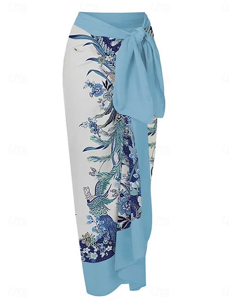 Dam Badkläder En bit Monokini Kjol Baddräkt Öppen rygg Magkontroll Hög midja Smal Semester Standkläder Blommig Halterneck Ärmlös Baddräkter 2025 - $52.99 –P5