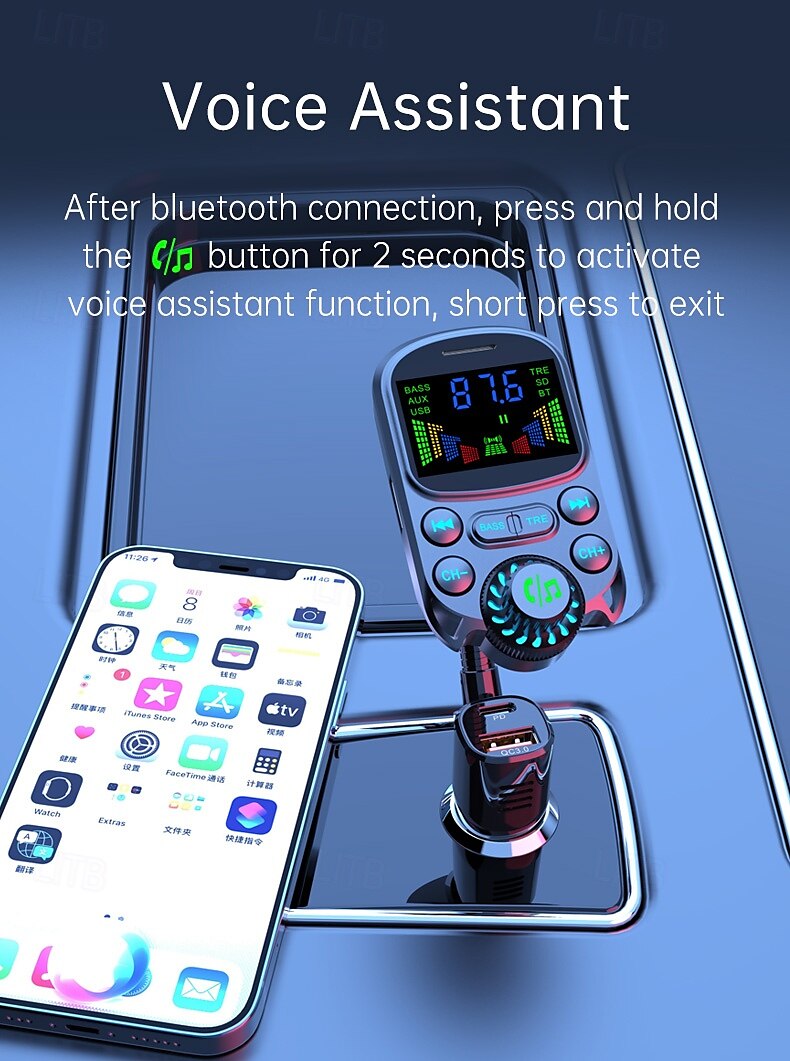 2025年 高品質のミニカー MP3 プレーヤー Bluetooth 音楽スピーカー 30W 急速充電器、車用 FM トランスミッター MP3 プレーヤー  コレクション – $43.99 –P11