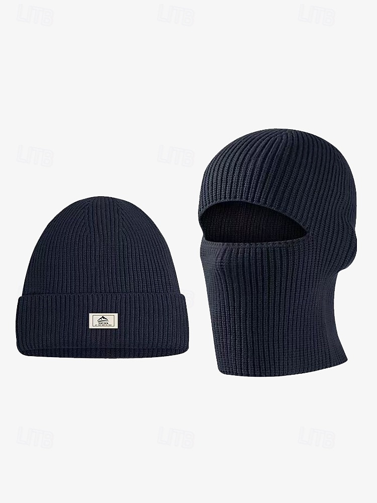 Schwarze Strickmütze für Herren mit abnehmbarer Sturmhaube – warme und vielseitige Wintermütze für Outdoor-Aktivitäten und Sport 2025 - $9.99 –P9