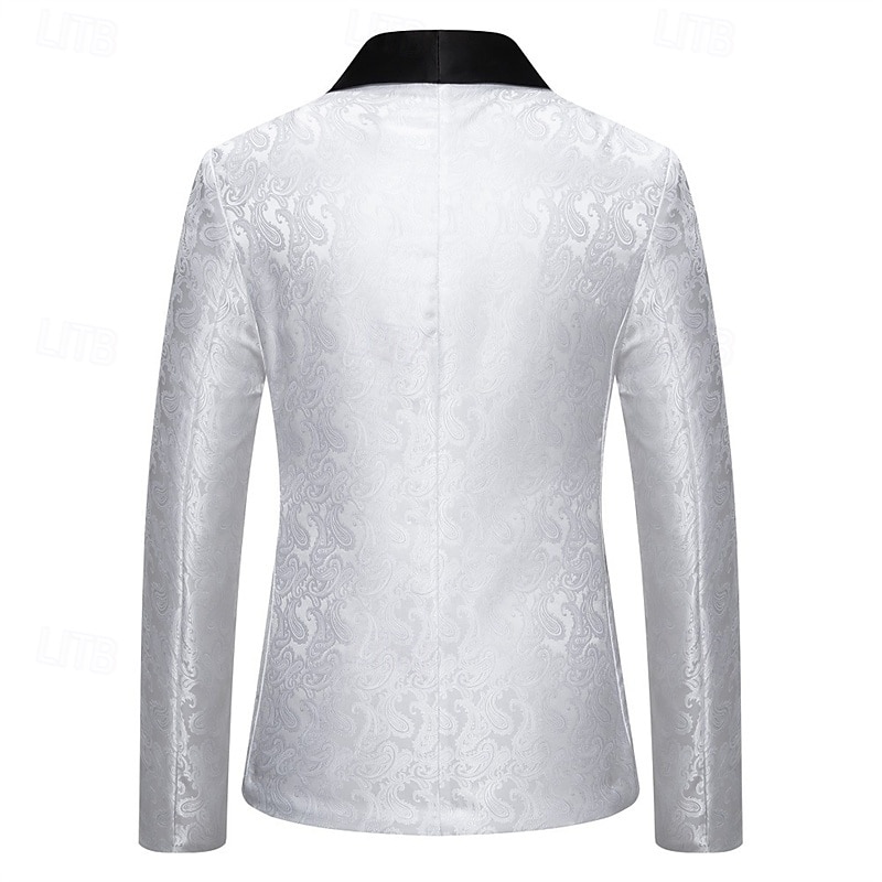 Bărbați Blazer Afaceri Petrecere cu cocktail Petrecere Nuntă Modă Casual Primăvara & toamnă Poliester Imprimeu Paisley Buzunar Nasturi Comfortabil Cu Un Nasture Blazer Argintiu Gri Închis Negru Alb 2026 - $60.99 –P17