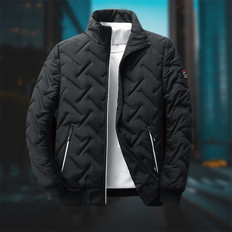 Pánské Zimní kabát Puffer bunda Prošívaná bunda Přechodová bunda Kapsy Polyester Dovolená Denní nošení Rande Standardní Módní Na běžné nošení Pohodlné Zahřívací Podzim zima Plná / Jednobarevná Čern 2026 - $39.99 –P8