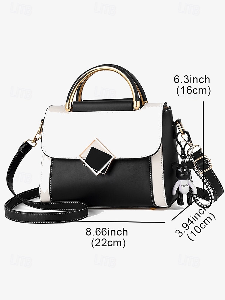 женская двухцветная сумка с золотой ручкой и ремнем через плечо | элегантная и стильная небольшая сумка через плечо для повседневного использования 2025 - $24.99 –P7