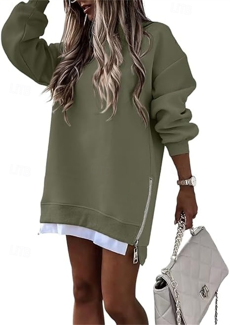 pull femme décontracté uni décontracté col rond manches longues noir rose vin vert kaki automne&amp; hiver de 2025 ? $44.99 –P7
