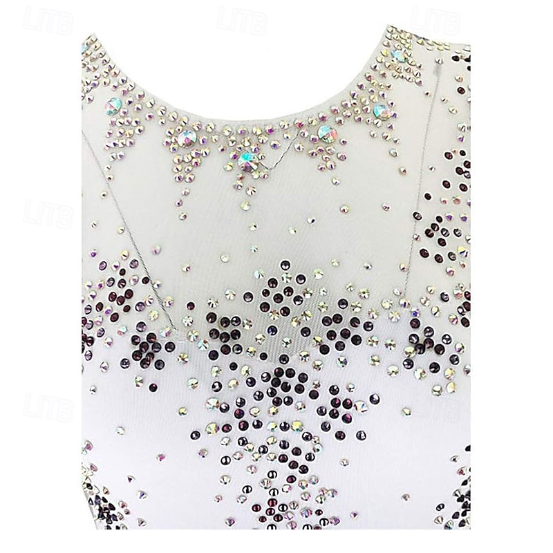 Figure Skating Dress Women's Girls' Ice Skating Dress Blue White Red High Elasticity Training Competition Skating Wear Classic Crystal / Rhinestone Long Sleeve Ice Skating Figure Skating 2026 - $165.99 –P4