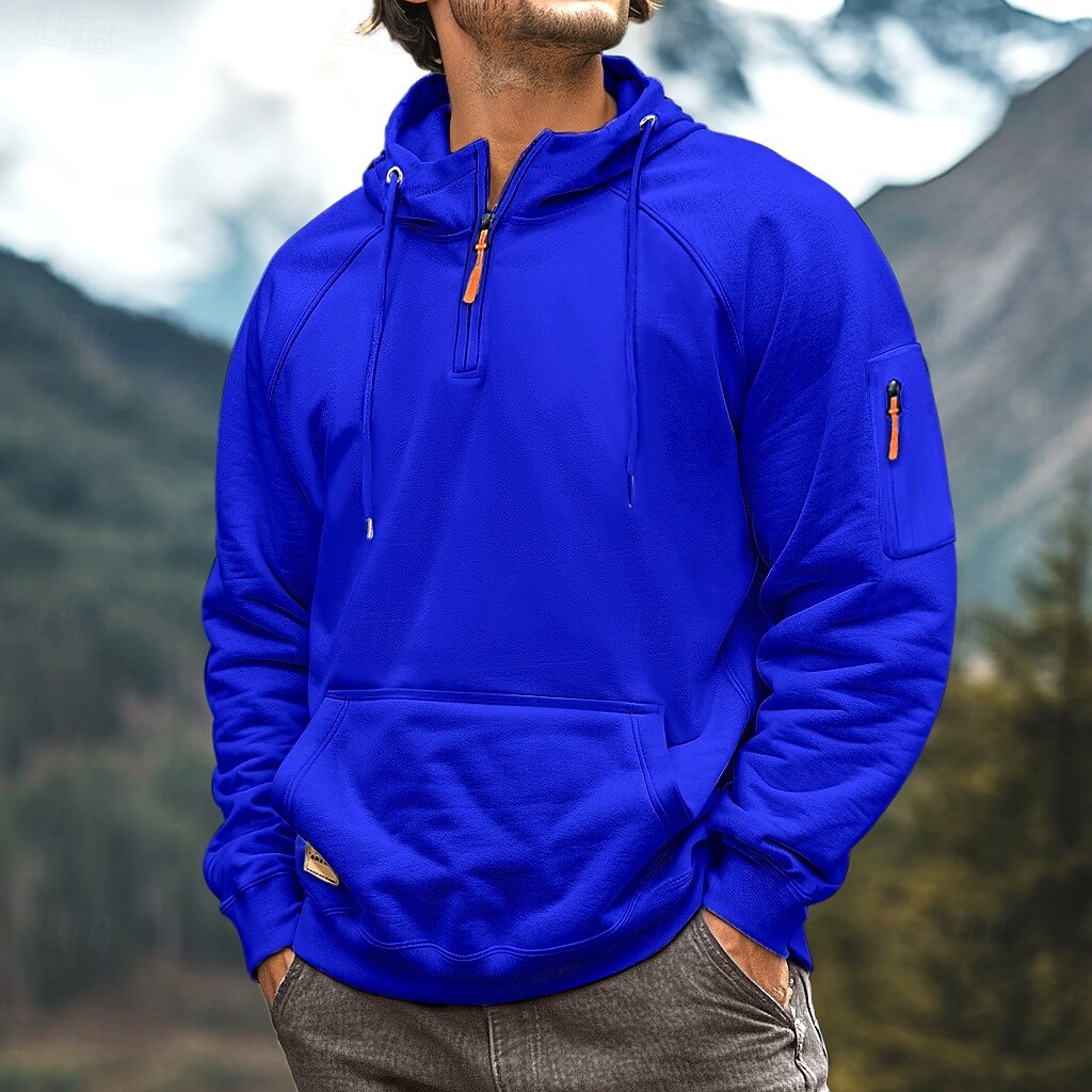 Hombre Sudadera con un cuarto de cremallera Sudadera con capucha raglán Sudadera táctica con capucha Negro Burdeos Azul Marino Azul Real Caqui Media cremallera Plano Deporte Diario Festivos Ropa de 2025 - $27.99 –P9