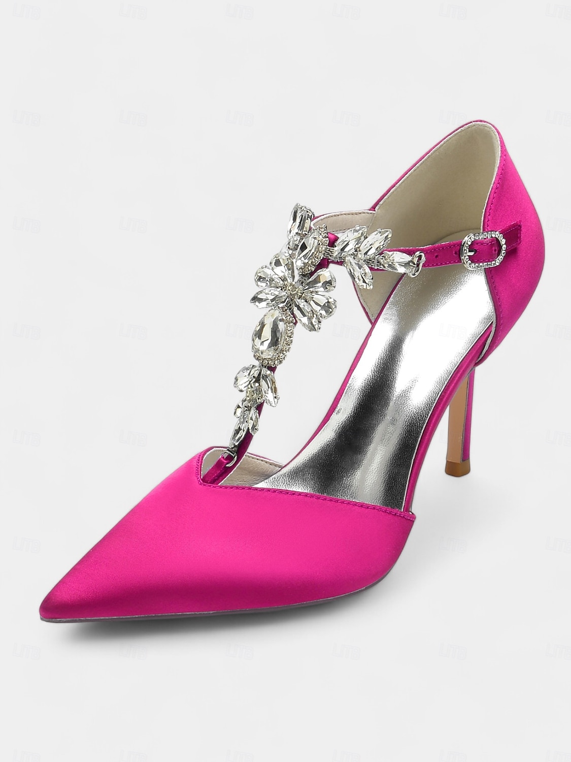 Escarpins à brides en satin bleu marine pour femmes – chaussures de cocktail à bout pointu avec ornements en cristal pour mariages et soirées de 2025 ? $64.99 –P15