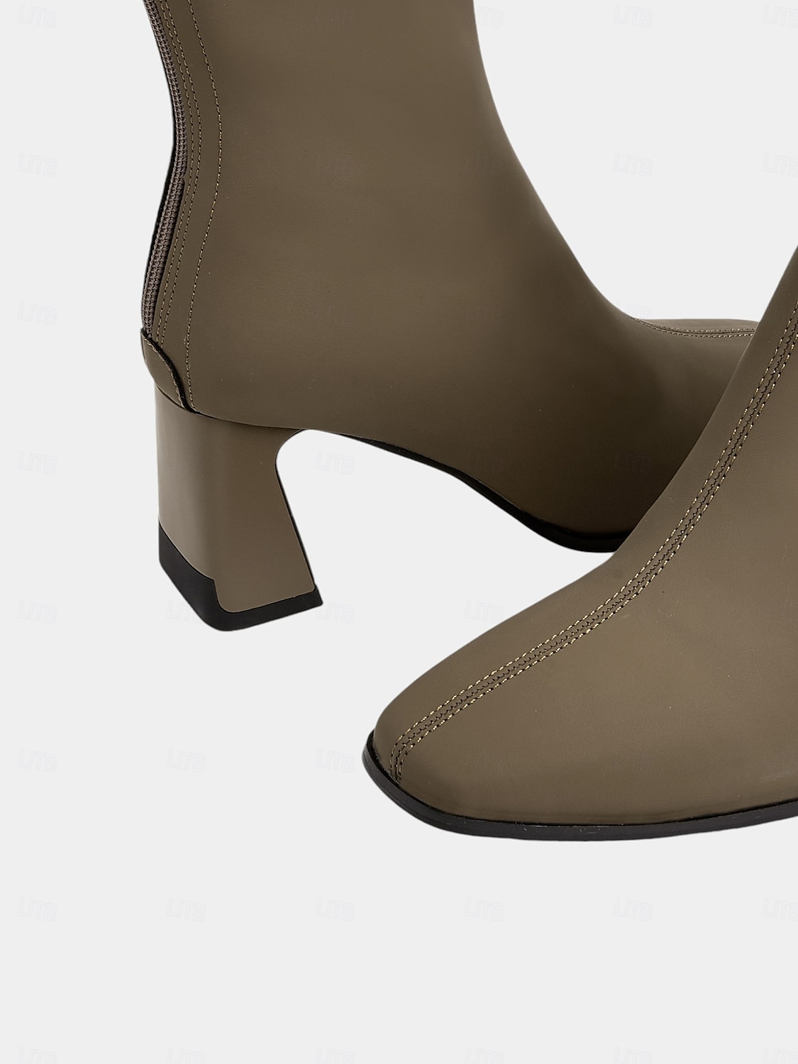bottines taupe élégantes pour femmes avec talons carrés, fermeture à glissière et détails de couture chics - parfaites pour la mode d'automne, les sorties décontractées et les tenues de bureau de 2025 ? $64.99 –P5