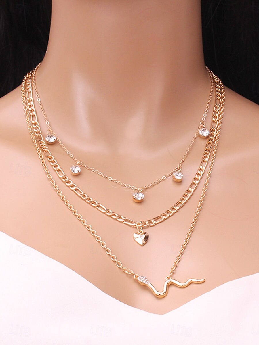 choker náhrdelník chrom zlatý dámský elegantní umělecký vrstvený náhrdelník pro svatební hostinu valentýna 2025 - $11.49 –P4