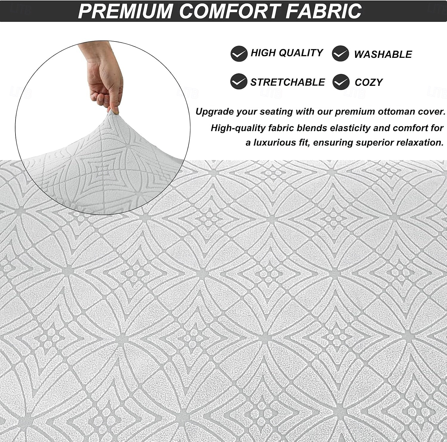 Copri pouf quadrato, copri pouf spesso ed elastico di grandi dimensioni per pouf quadrati di grandi dimensioni, copri mobili extra large e copri poggiapiedi per l'arredamento del soggiorno del 2025 a $12.49 –P5