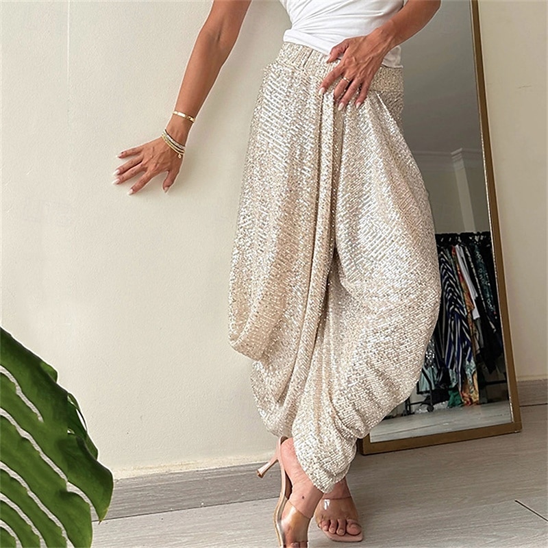 Pantaloncini Punk Di tendenza Lunghezza intera Vita alta Tinta unica Con lustrini comodo Traspirabilità Morbido Media elasticità Esterno Strada Nero Champagne Primavera & Autunno Morbido del 2025 a $32.99 –P1