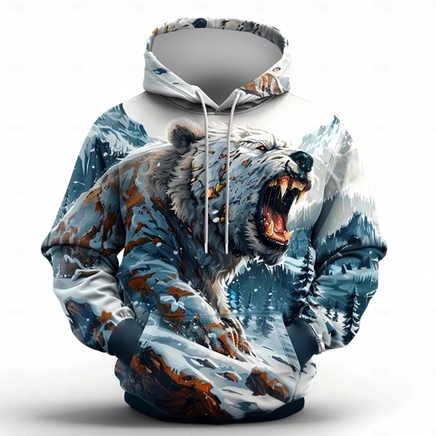 Homens Urso Moletons Moletom Casacos Moletom com capuz Gola Redonda Moda Impressão 3D Festa Feriado Streetwear Branco Com Cordão Outono Inverno Designer de 2025 por $29.99 –P1