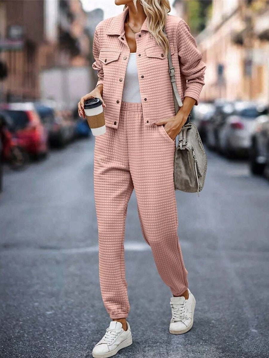 Damen Modisch Strassenmode Täglich Hemd Chinesisch Chino Langarm Hemdkragen Glatt Casual Täglich Rosa Grün Khaki Herbst Regular Fit 2025 - $36.99 –P1