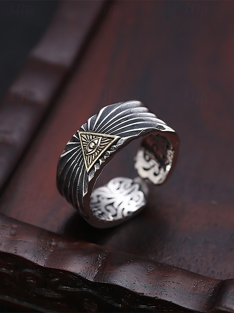 anello vintage regolabile da uomo - design occhio della provvidenza, perfetto per stili gotici e boho del 2025 a $9.99 –P1
