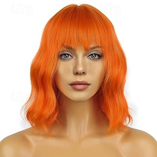 perruques courtes bob avec frange pour femmes perruque ondulée lâche perruque synthétique bouclée ondulée longueur épaule bob perruque cosplay pour fille perruques de costume colorées de 2025 ? $19.49 –P5