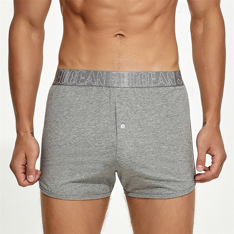 Men's 1 PCS Boxers Underwear Boxer Shorts Elastic Waist 50% Cotton Breathable Soft Comfortable Solid Color Mid Rise Black White 2025 - $11.49 –P11
