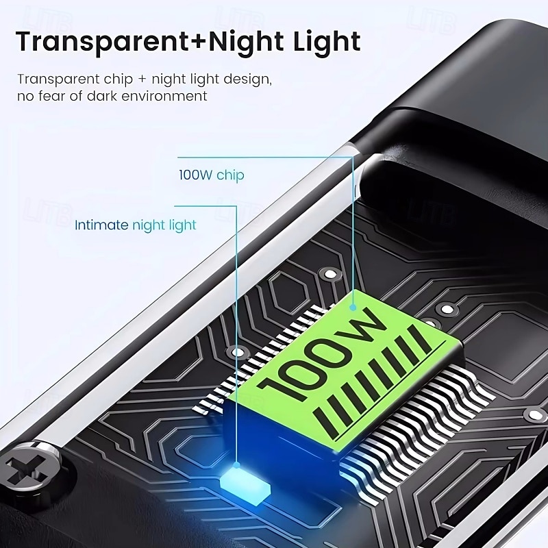 3-in-1 100 watin pikalatauskaapeli älykäs supernopea lataustuki moniliitäntäinen lataus usb visuaalinen virtalatauskaapeli yhteensopiva Applen samsung oppo auton pikalatauskaapelin kanssa 2025 - €10.99 –P5