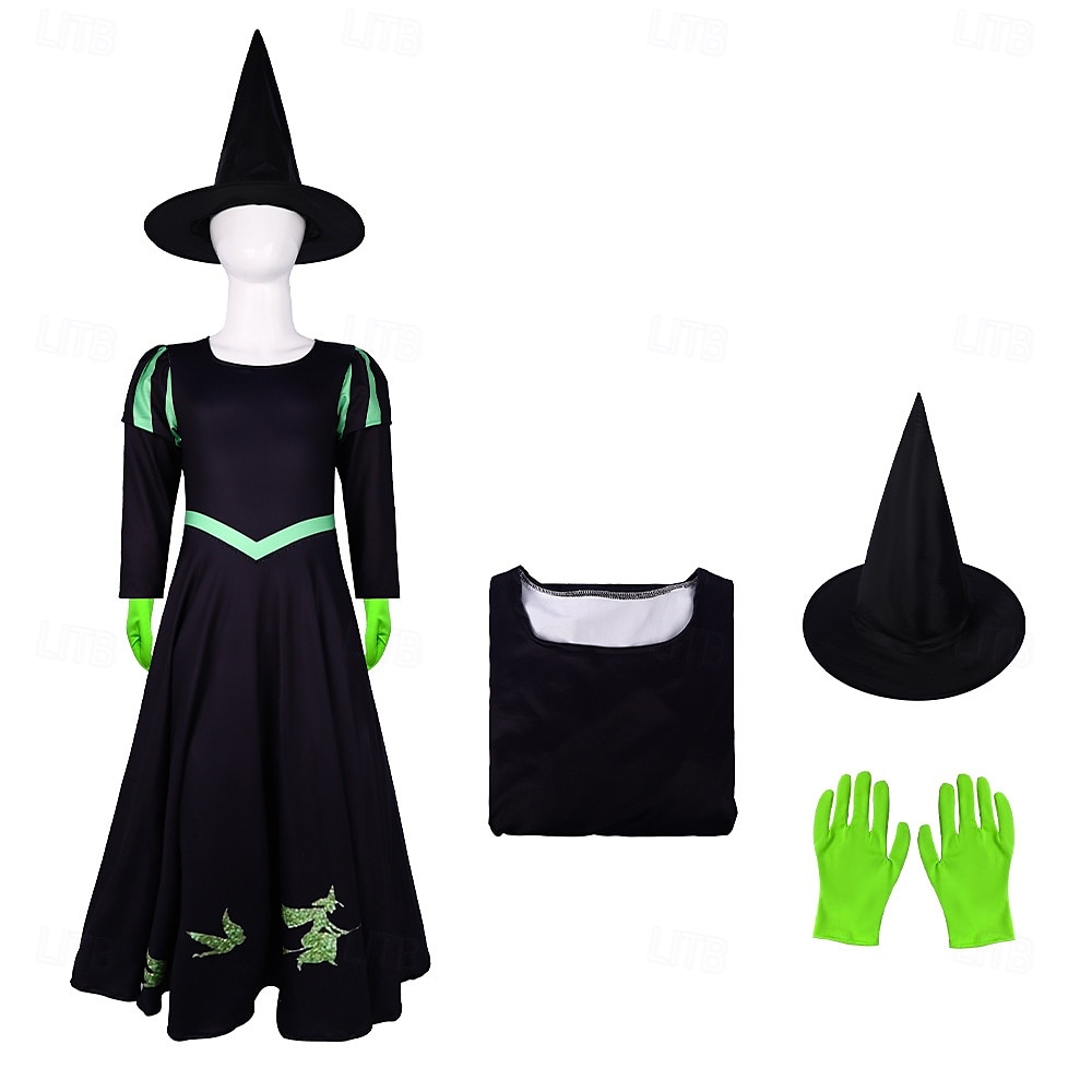Čerodějnice Glinda Elphaba Šaty Úbory Kostým Valpuržina noc Filmové televizní tématické kostýmy Filmové kostýmy for Dívčí Dětské předvečer Všech svatých Karneval Mardi Gras Výkon Párty Podium 2025 - $38.99 –P5