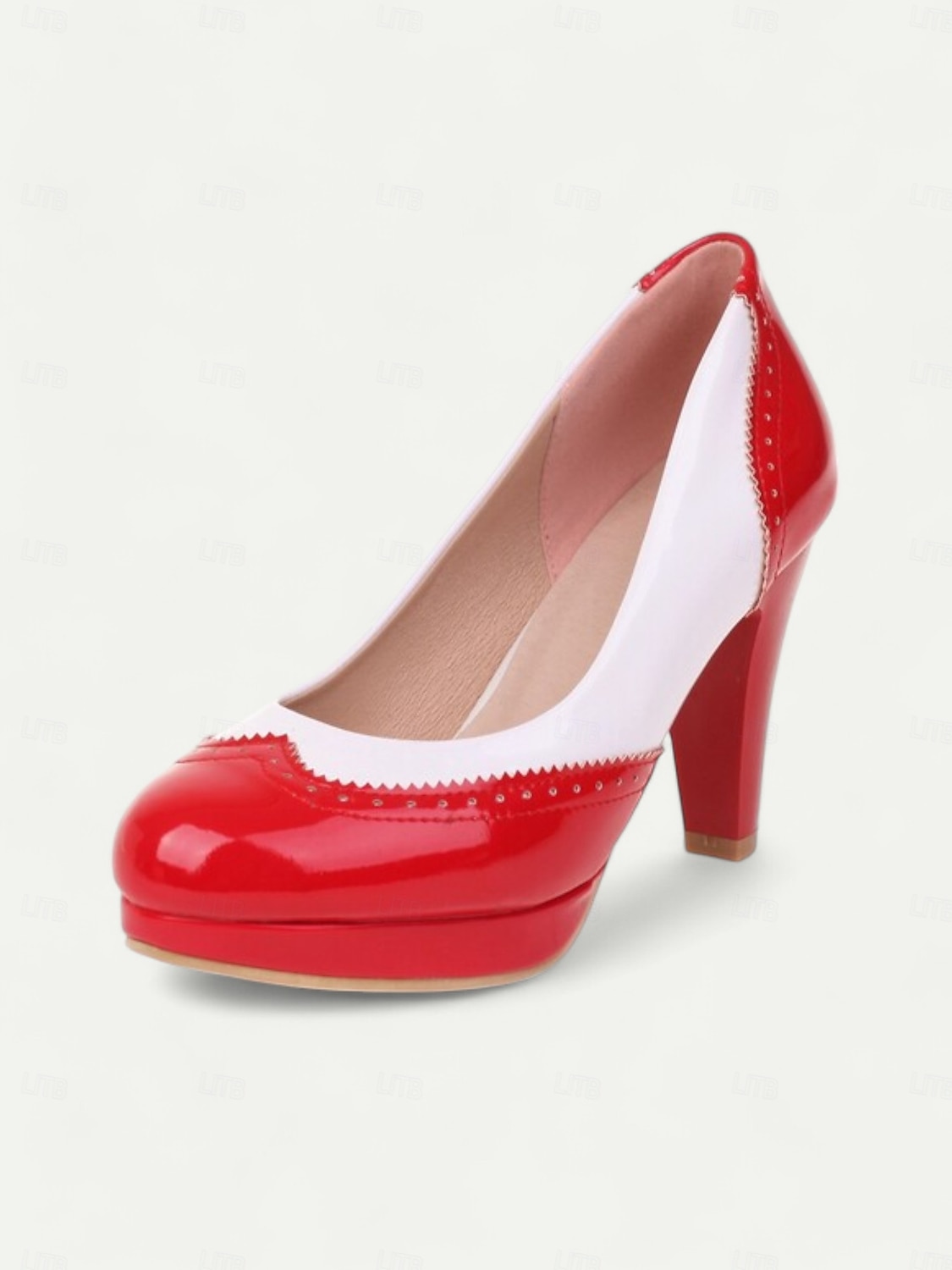 női vintage stílusú fekete-fehér magassarkú pumpák brogue részletekkel, elegáns ruhacipő hivatalos alkalmakra 2025 - $54.99 –P6