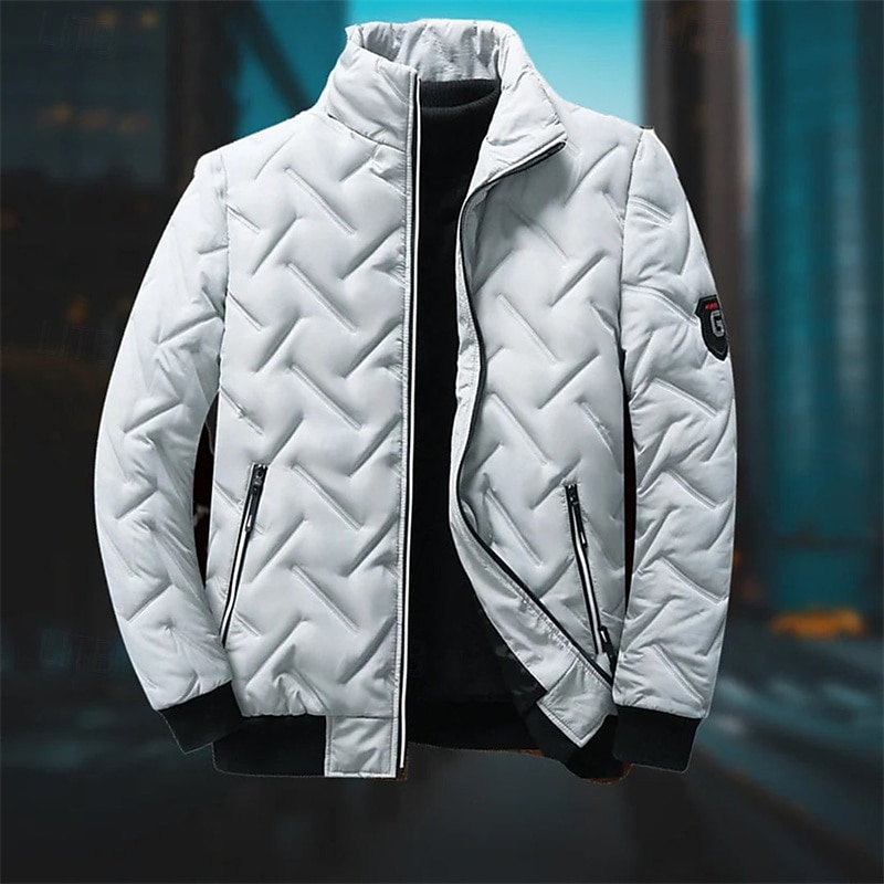 Pánské Zimní kabát Puffer bunda Prošívaná bunda Přechodová bunda Kapsy Polyester Dovolená Denní nošení Rande Standardní Módní Na běžné nošení Pohodlné Zahřívací Podzim zima Plná / Jednobarevná Čern 2026 - $39.99 –P9