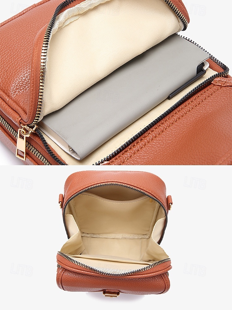 Bolso bandolera vintage de piel sintética marrón para mujer con detalle de hebilla frontal: diseño compacto y elegante 2025 - $32.99 –P5