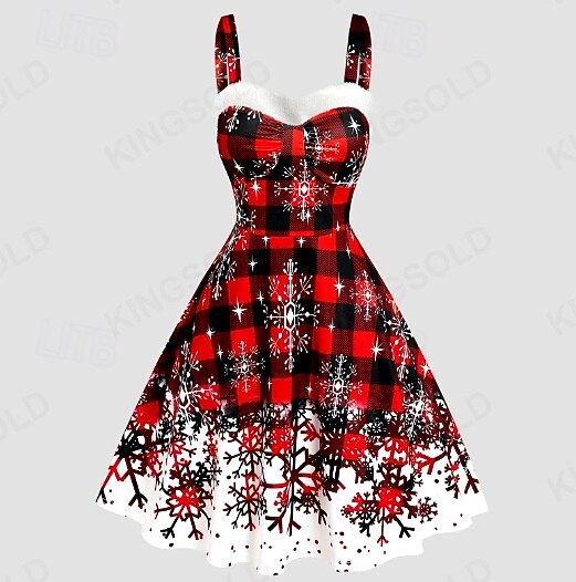 A-Linie Kleid Ausgefallenes Weihnachtskleid Weihnachten Damen Weihnachten Maskerade Heiligabend 1950s Erwachsene Party Weihnachten Silvester Kleid 2025 - $24.99 –P4