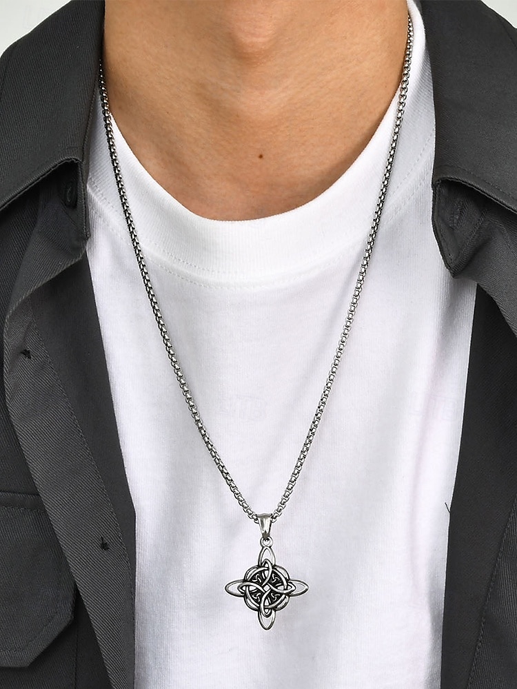 colar com pingente de nó celta masculino – símbolo de nó trinitário de aço inoxidável para força e eternidade, perfeito para joias espirituais e amantes celtas nórdicos de 2025 por $9.99 –P2