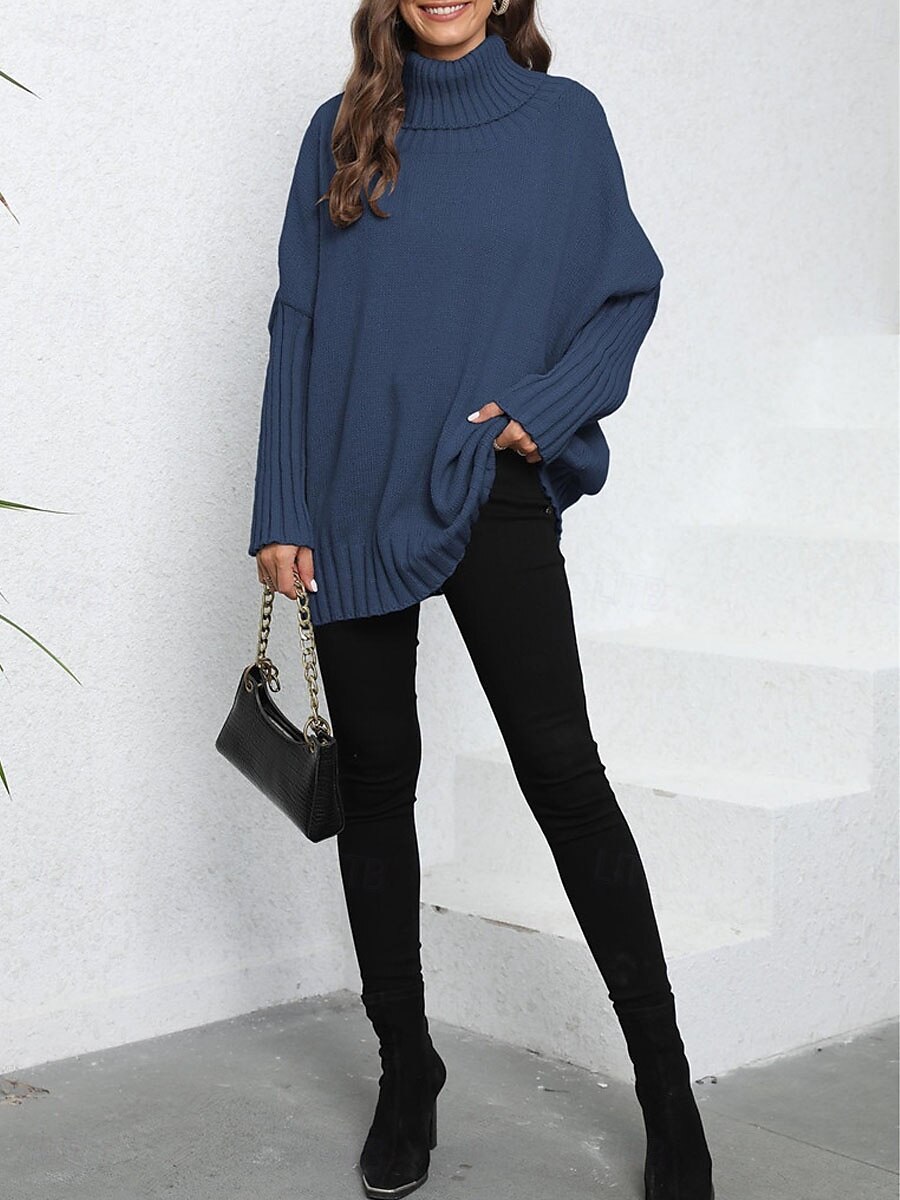 Damen Pullover Brautkleider schlicht Weich Einfarbig Gerippt Rollkragen Strick Langarm Normale Oberteile Stricken Outdoor Täglich Wochenende Marineblau Grün Herbst Winter 2025 - $51.99 –P3