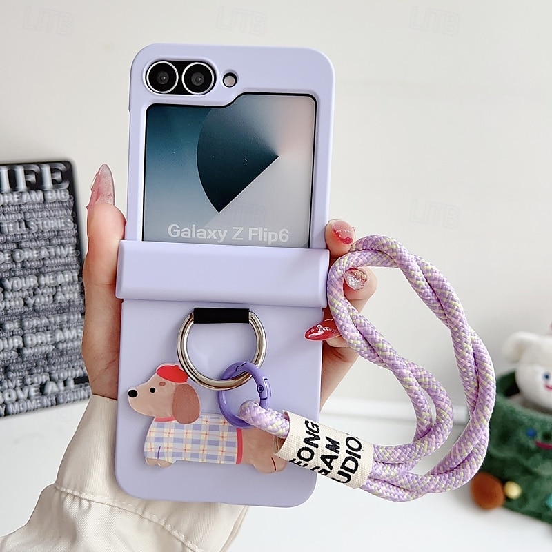Phone Case For Z Flip 7 Z Flip 6 Z Flip 5 Z Flip 4 Z Flip 3 Back Cover with Wrist Strap Shockproof Retro TPU Silicone 2025 - $19.99 –P6