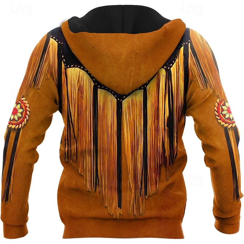 Men's Graphic Prints Hoodie Hoodies Sweatshirt Full Zip Hoodie Long Sleeve Hooded Sweatshirt Hooded Streetwear 3D Print Sports & Outdoor Daily Sports Black+Brown Black Zipper Print Spring & Fall 2025 - $33.99 –P7