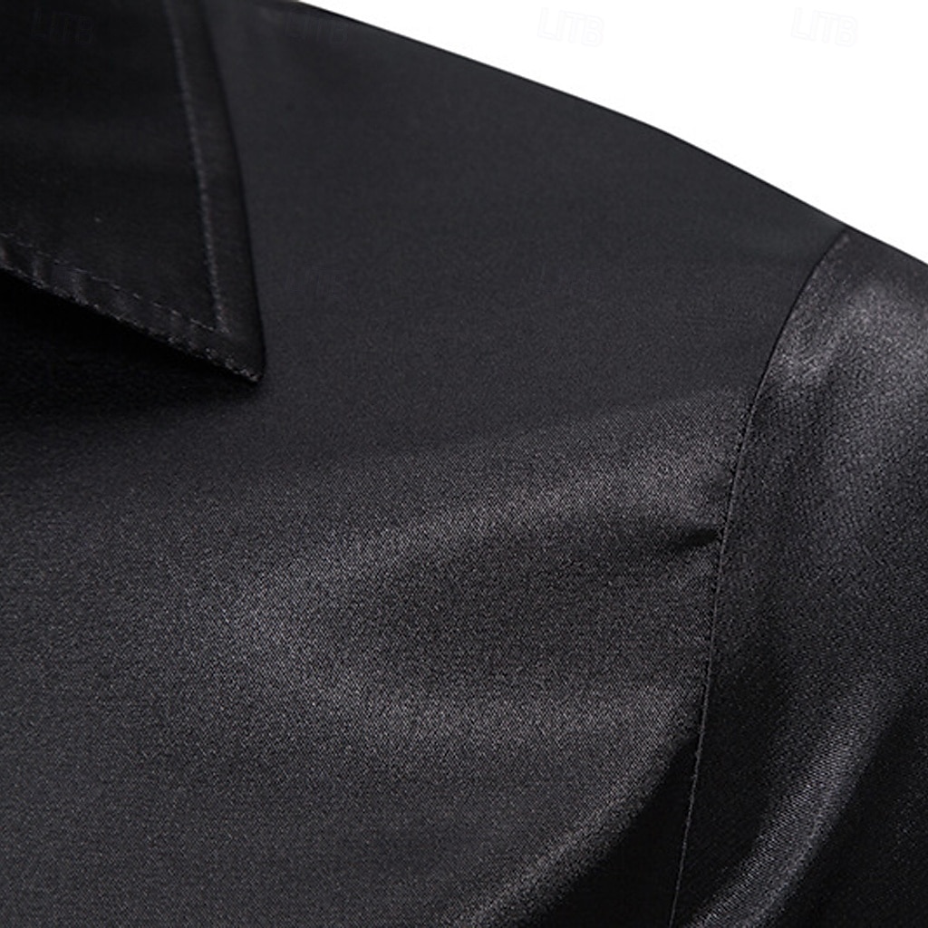 Homens Camisa Social Blusa de cetim Camisa casual camisa de botão Leopardo Casamento Férias Preto Branco Vinho Verde Manga Longa Lapela Primavera & Outono Roupa Patchwork de 2026 por $28.99 –P7