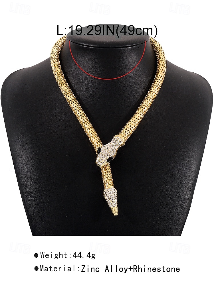 2026年 女性用のエレガントなゴールドのスネークネックレス - 特別な機会やパーティーにぴったりの、ラインストーンをちりばめた蛇のデザインのステートメントジュエリー  コレクション – $9.99 –P8