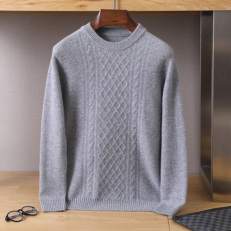 Hombre Jersey Jacquard Tejer Jacquard Color sólido Cuello Barco Prendas de punto Elegante Navidad Regalos de Navidad Ropa Otoño Invierno Azul Marino Azul Real S M L 2025 - $76.99 –P4