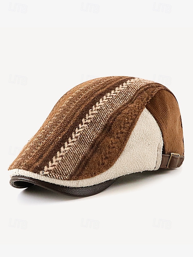 casquette à chevrons pour homme avec lanière en cuir réglable - casquette plate de style vintage, idéale pour les vêtements décontractés et les activités de plein air de 2025 ? $14.99 –P11