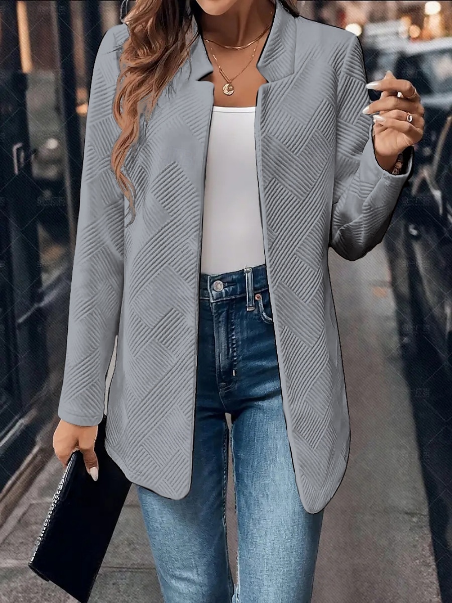 Dames Blazer Werk Strakke pasvorm Effen Kleur Ademend OL-stijl Normale pasvorm bovenkleding Lange mouw Herfst Wit S 2025 - $36.99 –P5