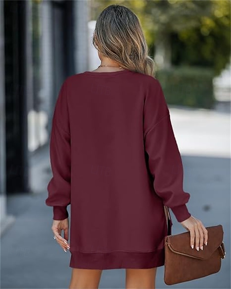 pull femme décontracté uni décontracté col rond manches longues noir rose vin vert kaki automne&amp; hiver de 2025 ? $44.99 –P12